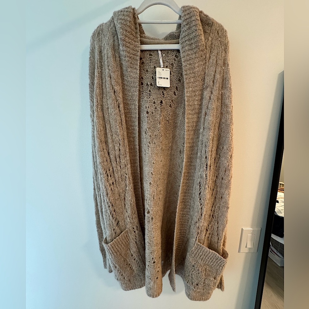 FREE PEOPLE | Lemon Drop Hooded Pointelle-Knit Cardigan